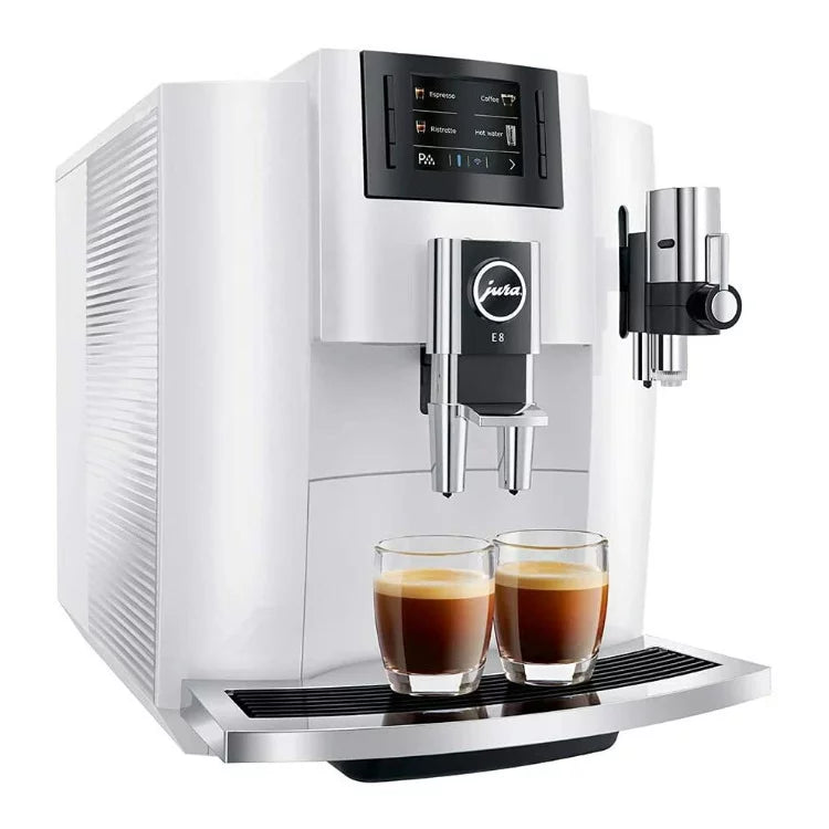 Jura E8 Automatic Espresso Machine Piano White with Glass Milk Container Z627