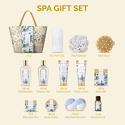 Spa Luxetique Gift Set for Women - 15pcs Luxury Spa Kit with Bath Bombs, Hand Cream and Tote Bag H922