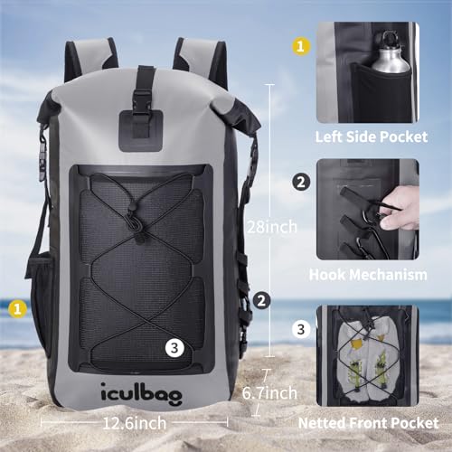 Dry Bag Waterproof Backpack 30L/40L for Kayaking Beach Travel E7301