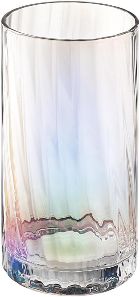 Godinger Glass Beverage Set Highball Tumbler Water, Juice Cup DOF – Monterey iridescent