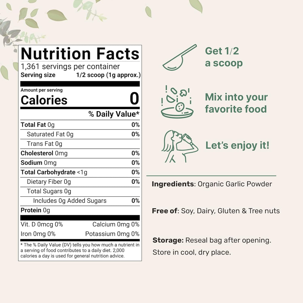 Organic Garlic Powder, 3lbs, Culinary Grade, Non-GMO S843
