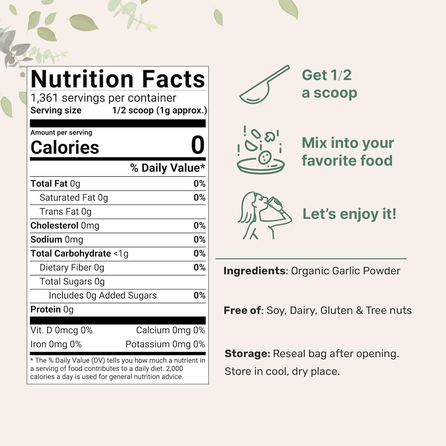 Organic Garlic Powder, 3lbs, Culinary Grade, Non-GMO S843
