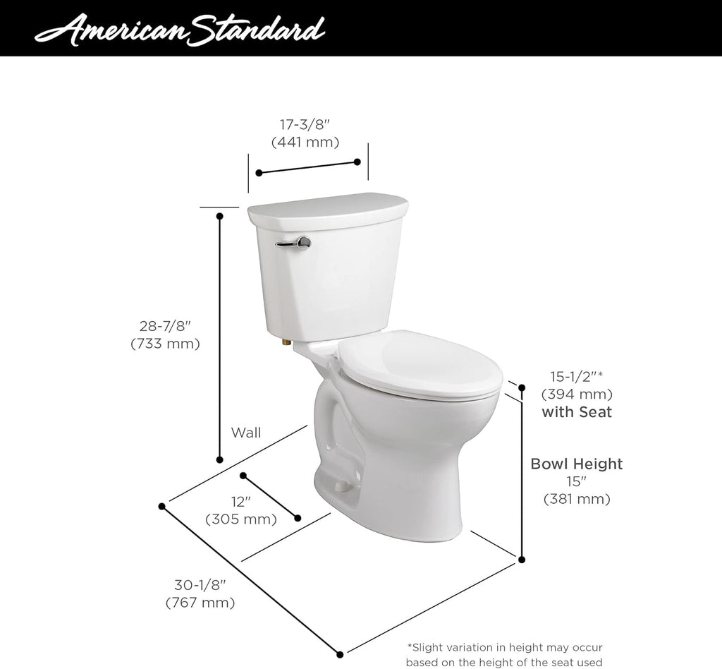 American Standard Cadet Pro 1.6 GPF 2-Piece Elongated Toilet, Bone T526