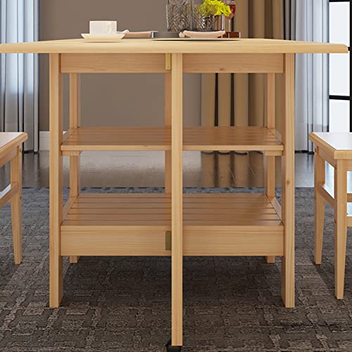 Foldable Kitchen Table with Wheels, Drop Leaf Dining Table for Small Spaces R978