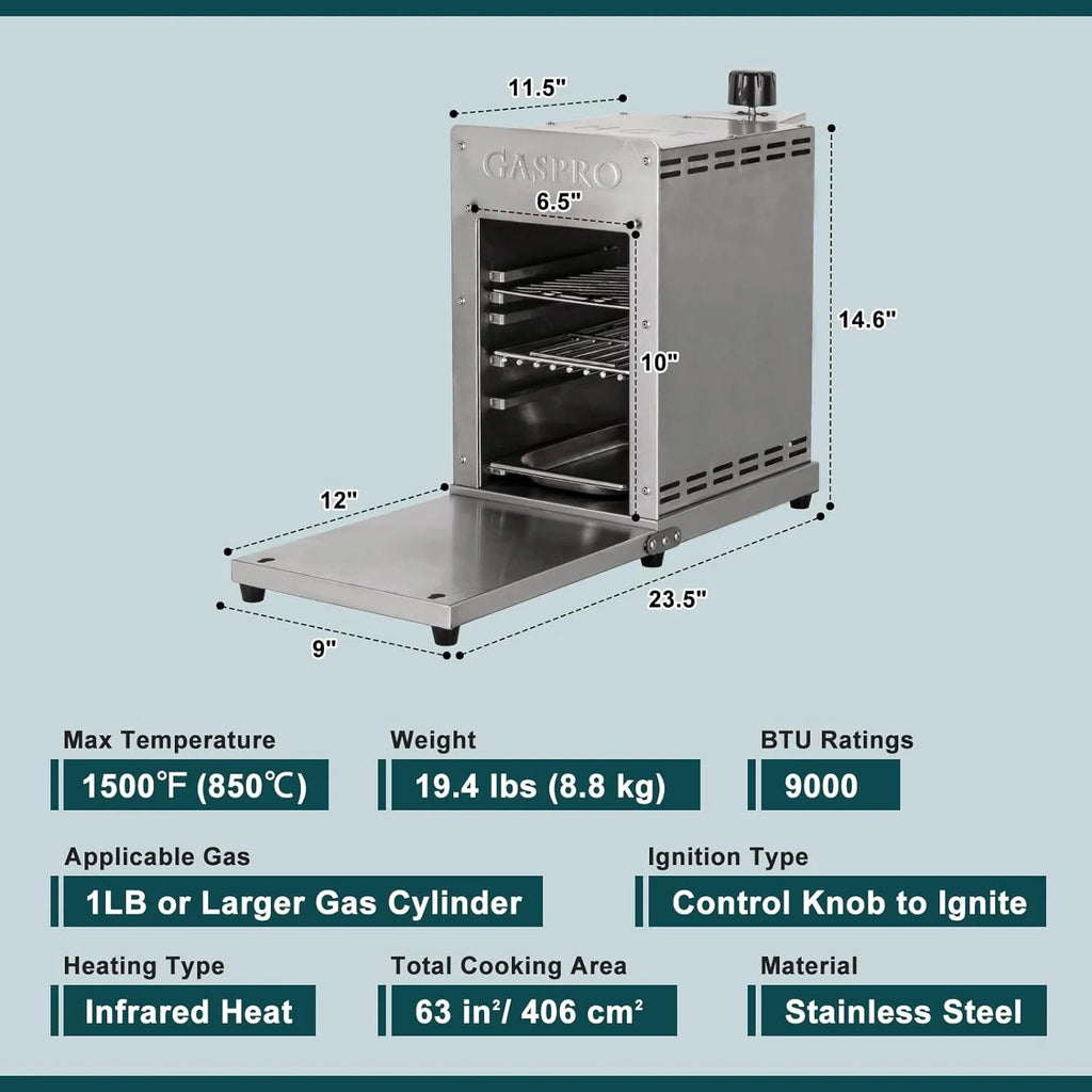 1500℉ Outdoor Propane Gas Grill, Infrared Portable Stainless Steel G128