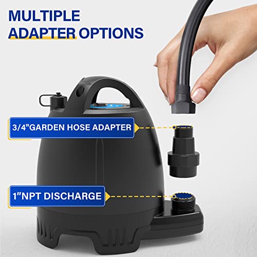 Acquaer Submersible Water Pump 1/6 HP 1750GPH Utility Pump with 10 ft Cord Q103