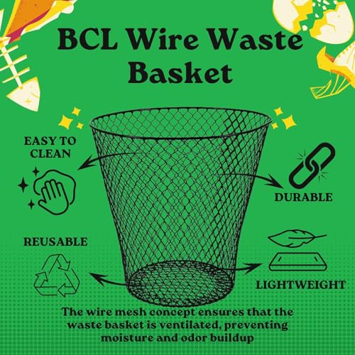 Wire Mesh Round Waste Basket 9 Inch Black A737