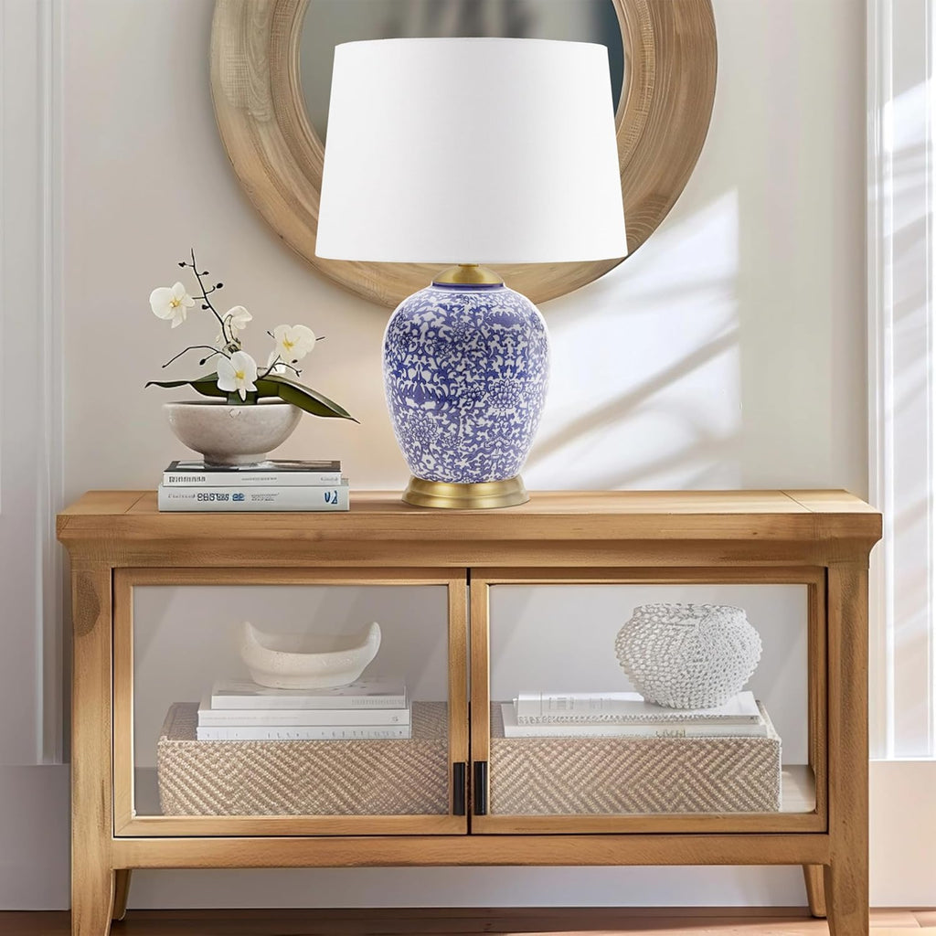 MARTHA STEWART Mystique Table Lamp Ceramic Urn Nightstand Lamp Blue 22.5" H L335404