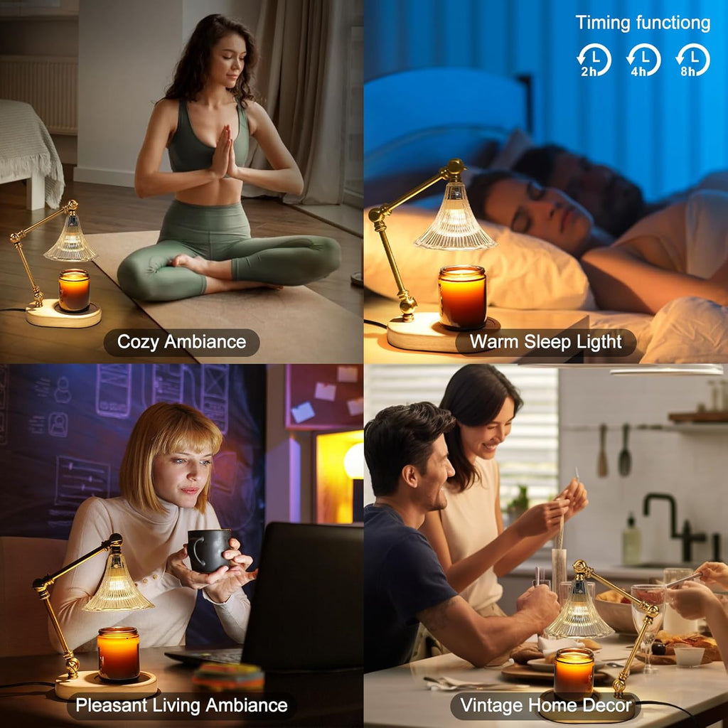 Flower Candle Warmer Lamp with Timer, Adjustable Height, Dimmable, 2 Bulbs Q28863