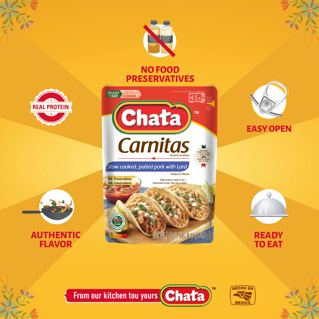 Chata Pork Carnitas Pouch, 8 oz, Pack of 6 J5183