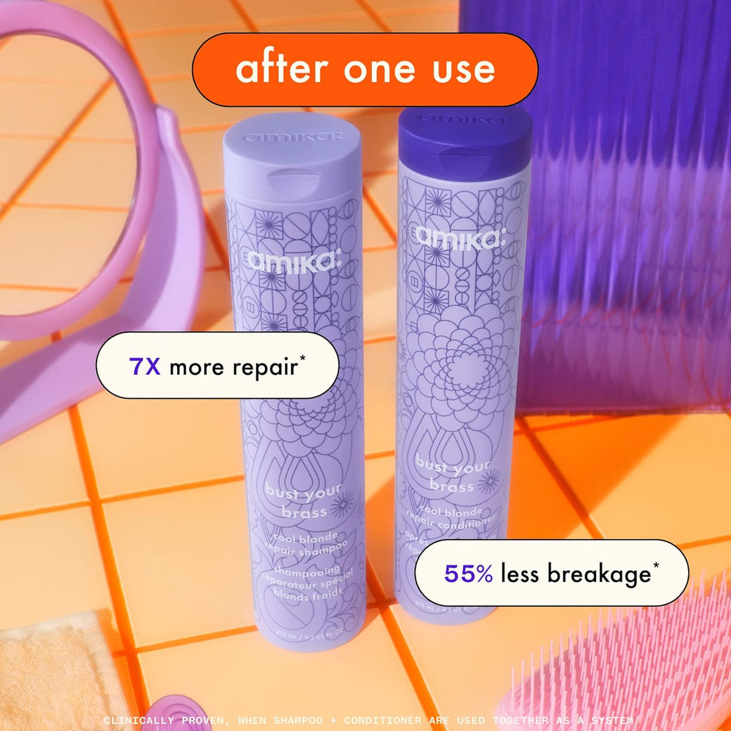 Amika Bust Your Brass Repair & Hydro Rush Moisture Shampoos 275ml S3699