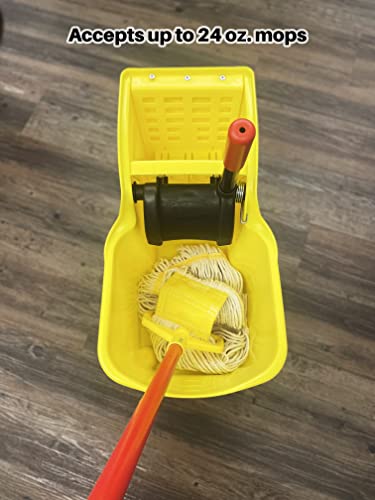 Rubbermaid Commercial 31 QT Tandem Mop Bucket with Wringer on Wheels, Yellow E9339