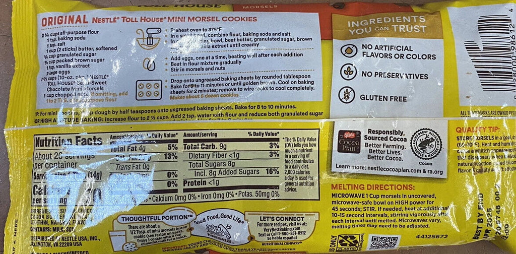 Nestle Toll House Semi Sweet Mini Morsels Baking Chips 10 oz 2 Pack E1675