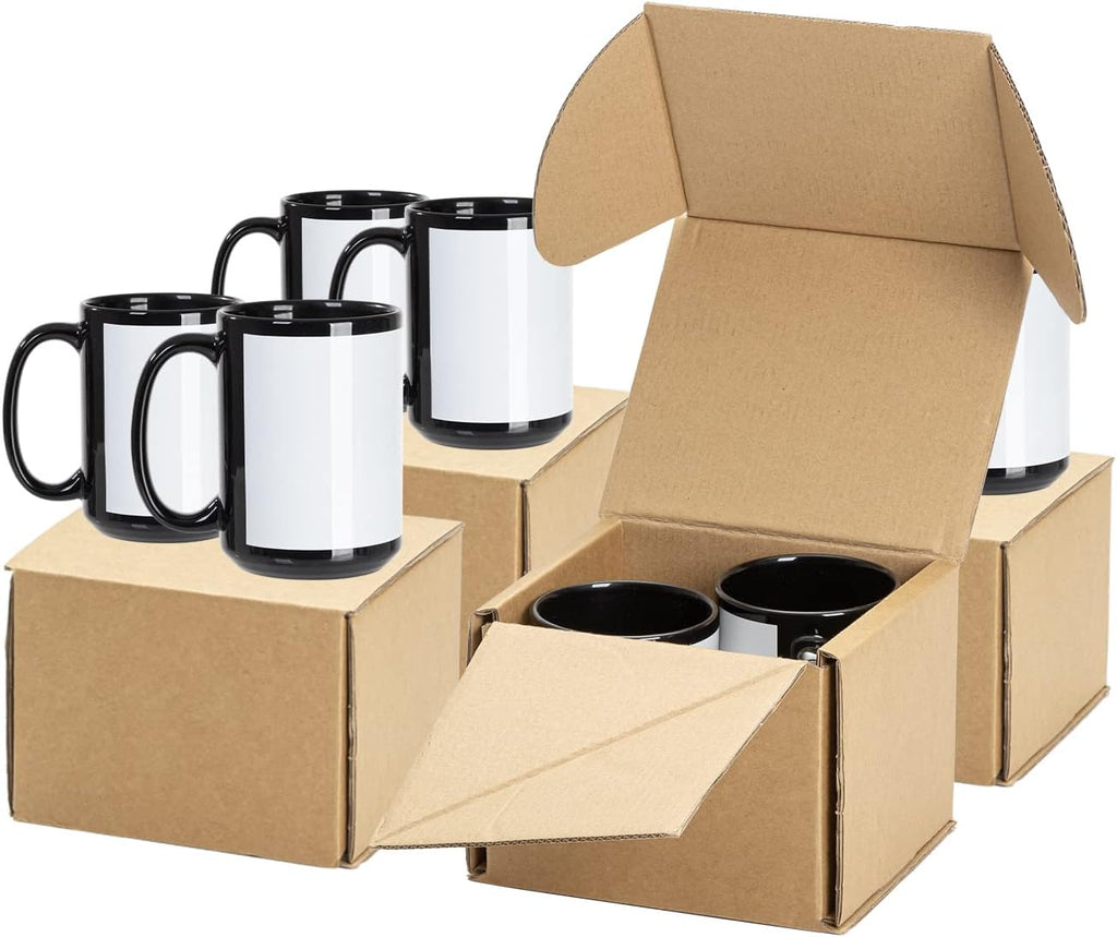 PYD Life 8 Pack Sublimation Coffee Mugs 15 OZ Ceramic with White Patch A771878