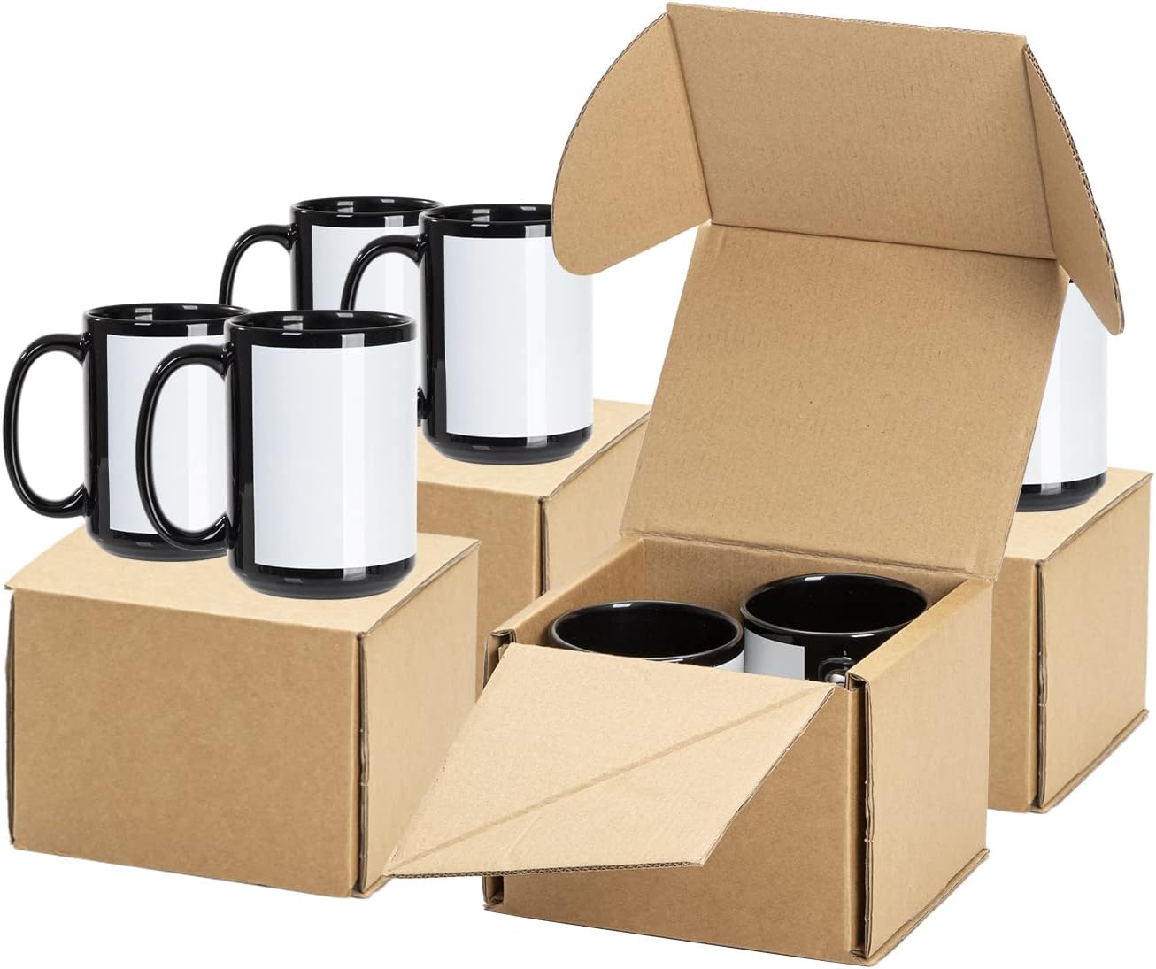 PYD Life 8 Pack Sublimation Coffee Mugs 15 OZ Ceramic with White Patch A771878
