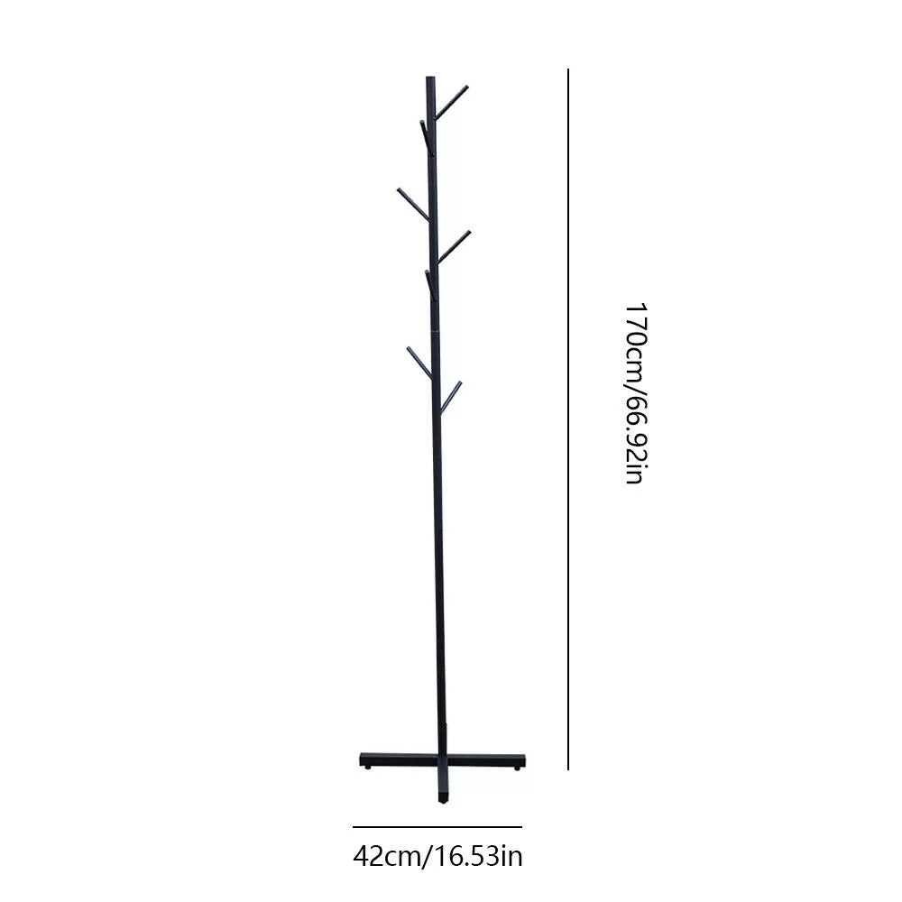 7 Hooks Metal Coat Rack Stand with Hat Holder, 67IN B401580
