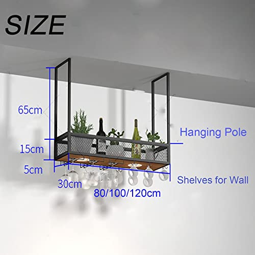 Hanging Wine Rack with Upside Down Wine Glass Holder, Wrought Iron, 50KG Capacity E828156