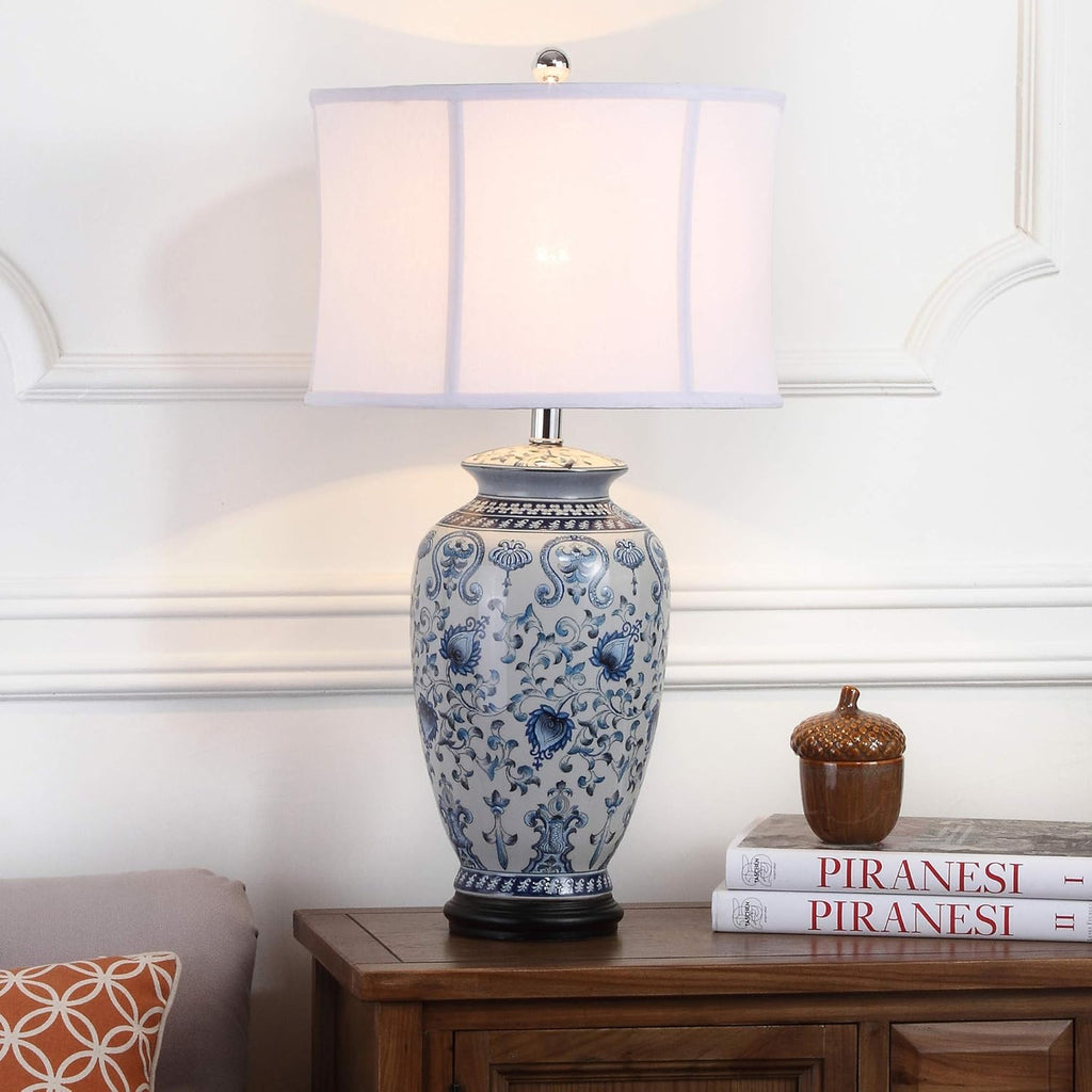 SAFAVIEH Lighting Paige Blue/White Ginger Jar Table Lamp 29-inch B1889