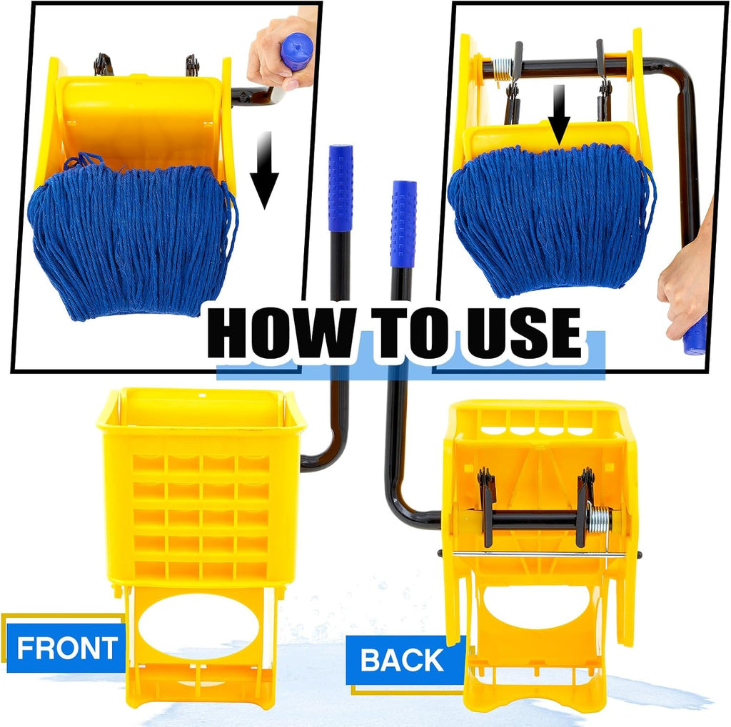 Side Press Mop Wringer Replacement for 26 and 33 Qt Bucket with Mop Head Refill M1041
