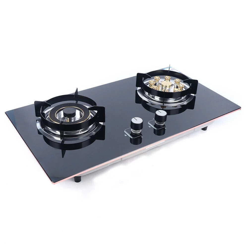 Fichiouy Gas Cooktop 2-Burner Built-In Natural Gas Stove O284