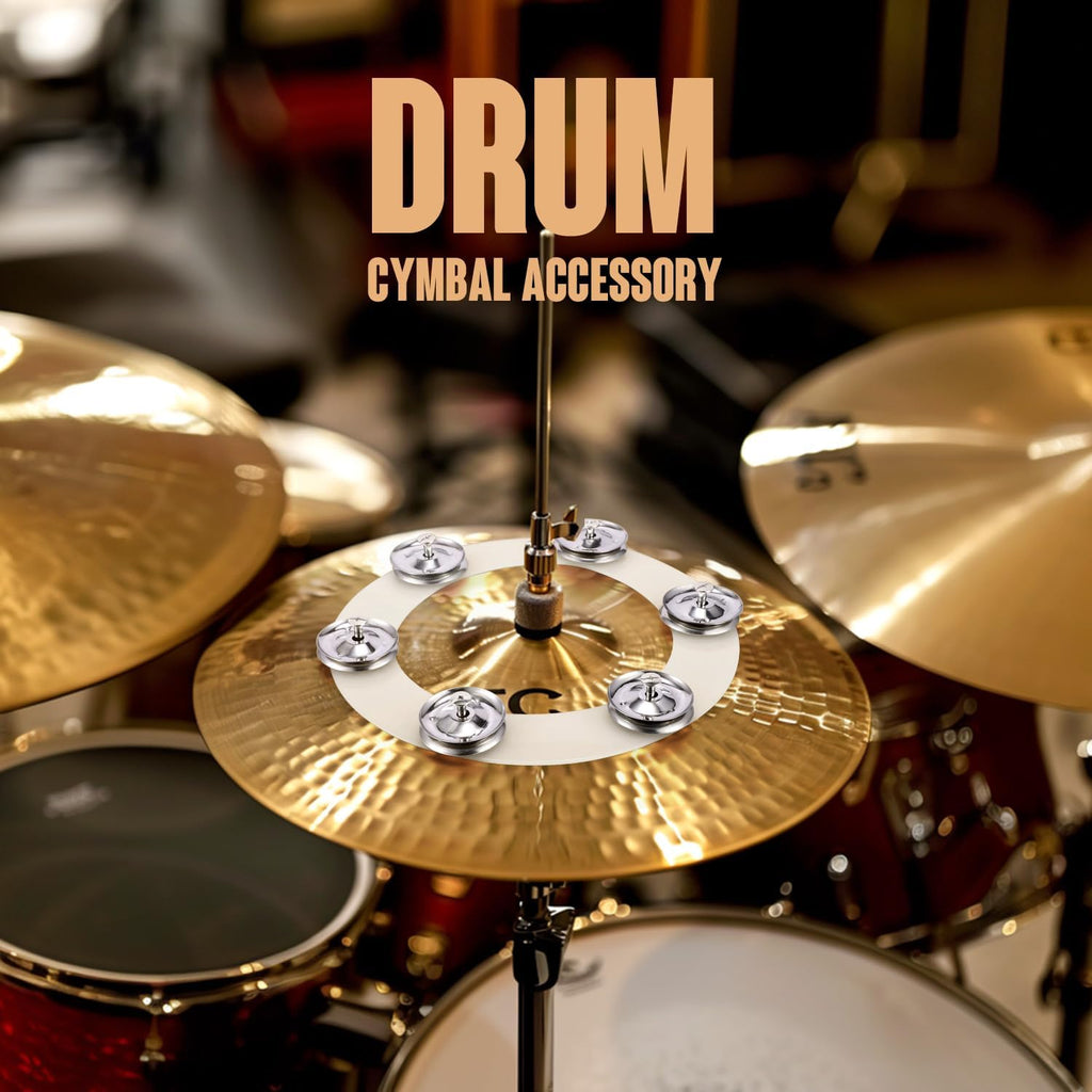 Facmogu Cymbal Hi-hat Tambourine, Silicone Single Row with Stainless Steel Jingles C3778