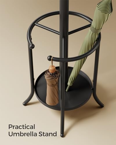 SONGMICS Coat Rack Freestanding with 12 Hooks, Ink Black T2720
