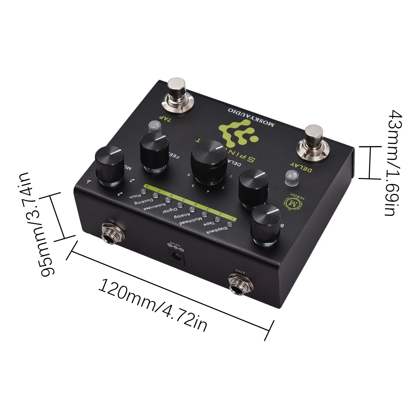 MOSKYAudio SPINDRIFT Guitar Pedal with 8-Mode Delay Selection F985