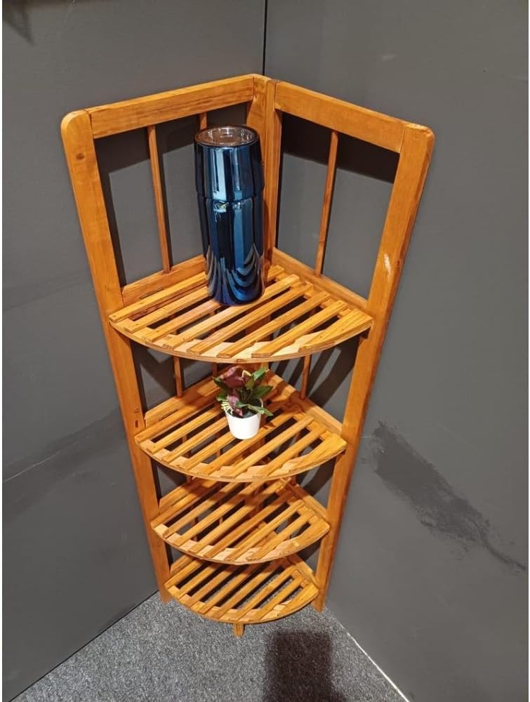 4-Tier Open Wooden Corner Bookshelf, 11" W x 43" H C756