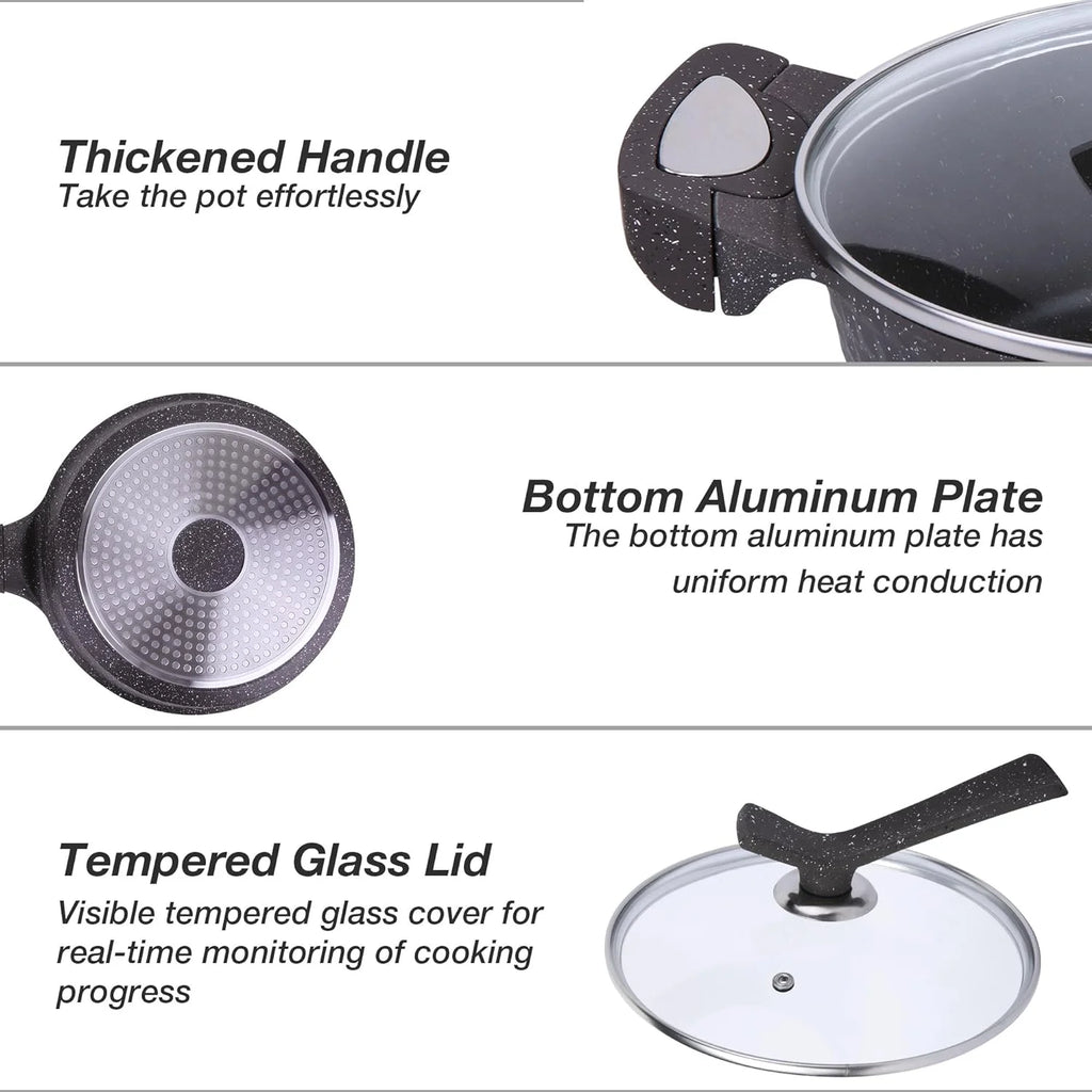 Nonstick Cookware Set 8 Piece, Dishwasher Safe Pots and Pans, Black L45308