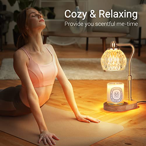 Candle Warmer Lamp with Timer & Dimmer, Height Adjustable, 2 Bulbs, Gold C648761