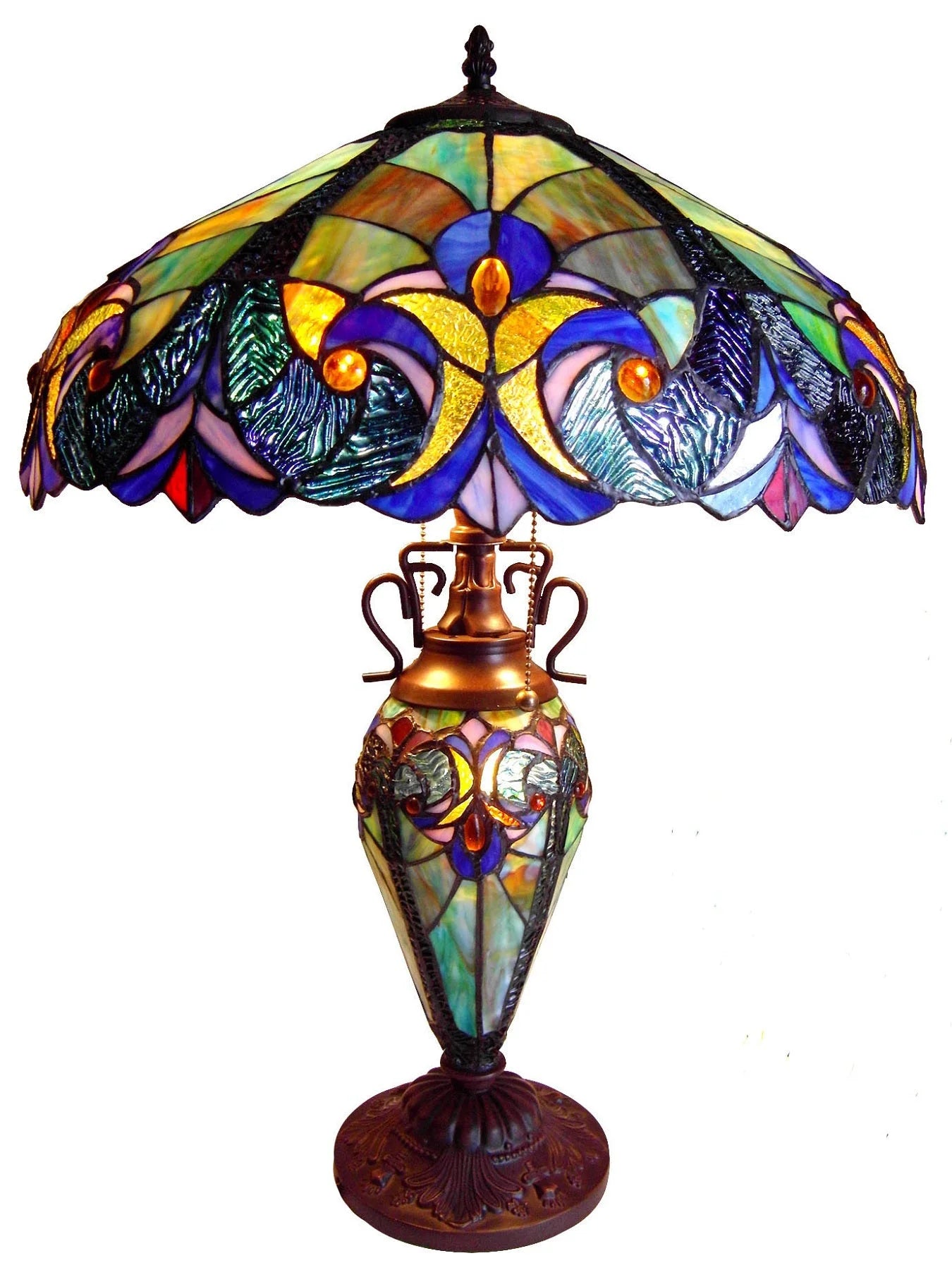 RADIANCE Goods Tiffany-Style 3 Light Victorian Double Lit Table Lamp 18" Shade