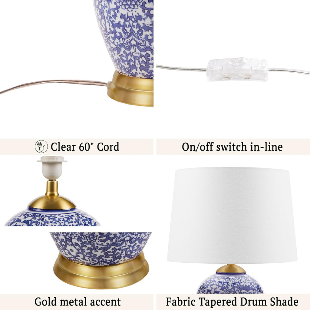 MARTHA STEWART Mystique Table Lamp Ceramic Urn Nightstand Lamp Blue 22.5" H L335404