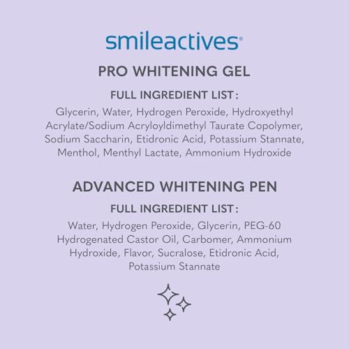 Smileactives Teeth Whitening Kit with Hydrogen Peroxide, Vanilla Mint Whitener Pen, 90 Day Kit S8914