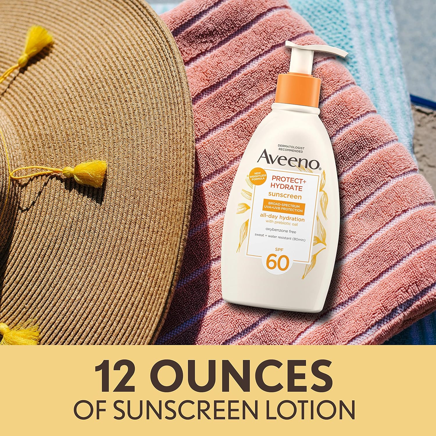 Aveeno Protect + Hydrate Sunscreen Body Lotion SPF 60, 12 FL OZ B362056