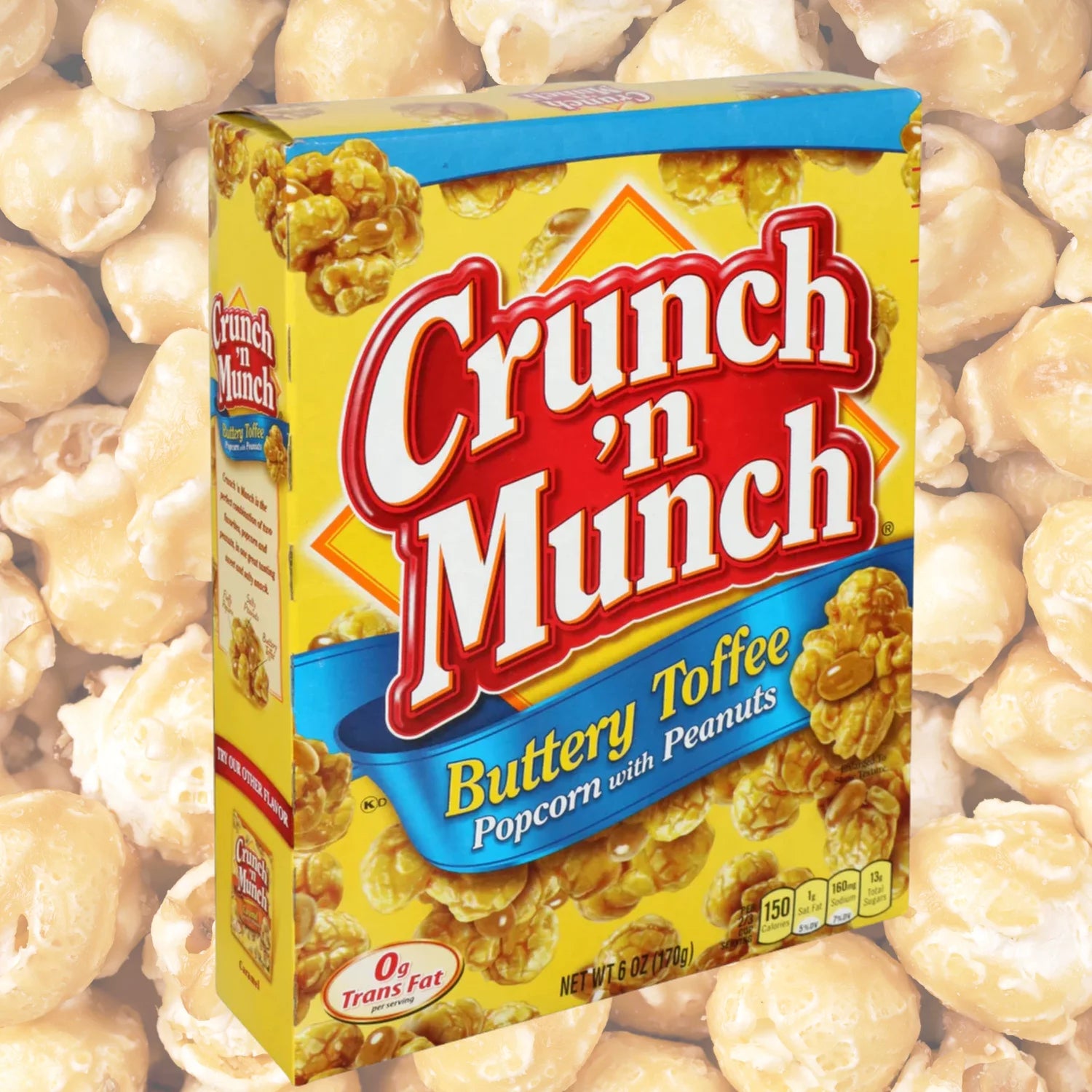 Crunch 'N Munch Buttery Toffee Popcorn with Peanuts, 6 oz Box, 12-Pack with Storage Carrier A208