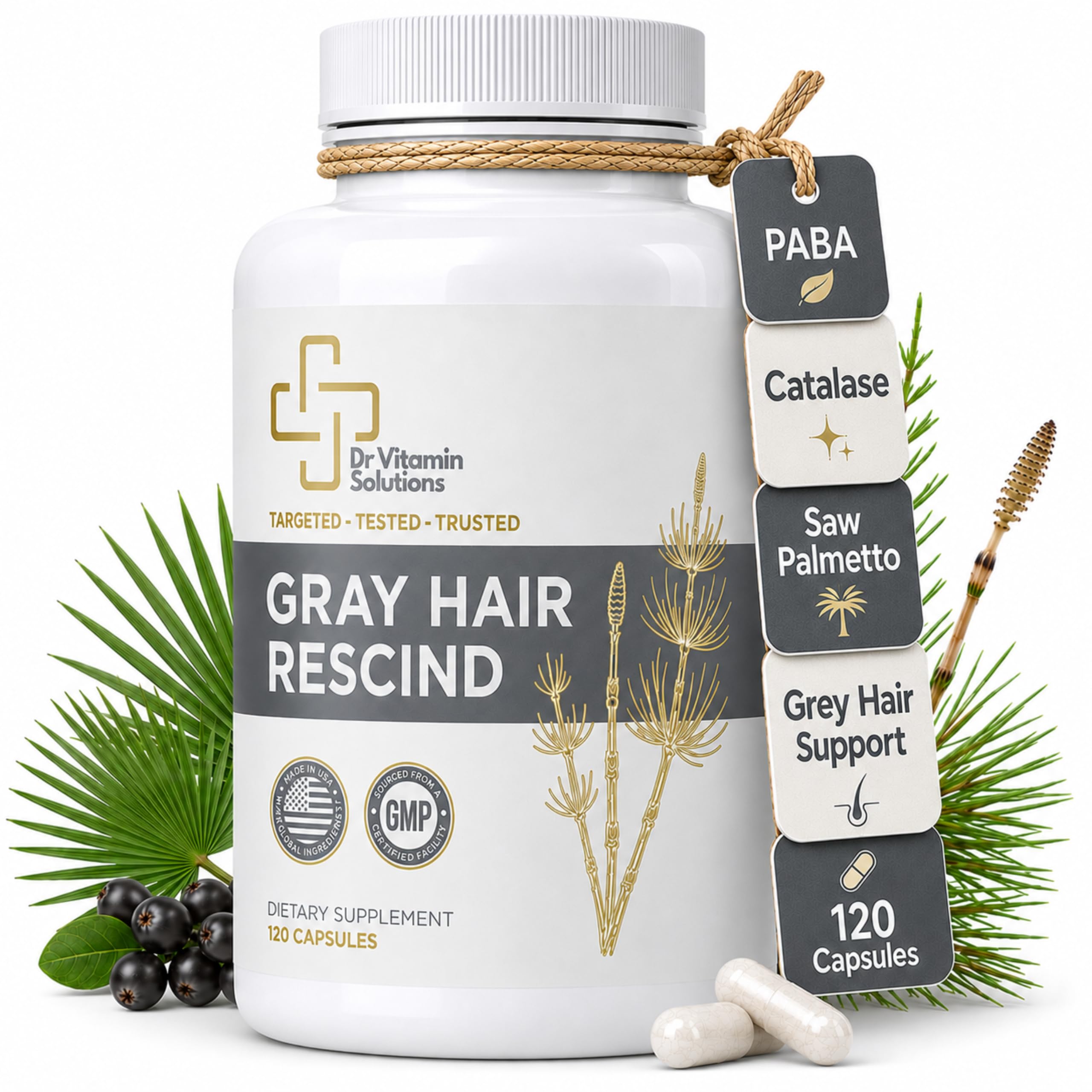 Gray Hair Rescind with Catalase, Anti Gray Hair Supplement for Men & Women