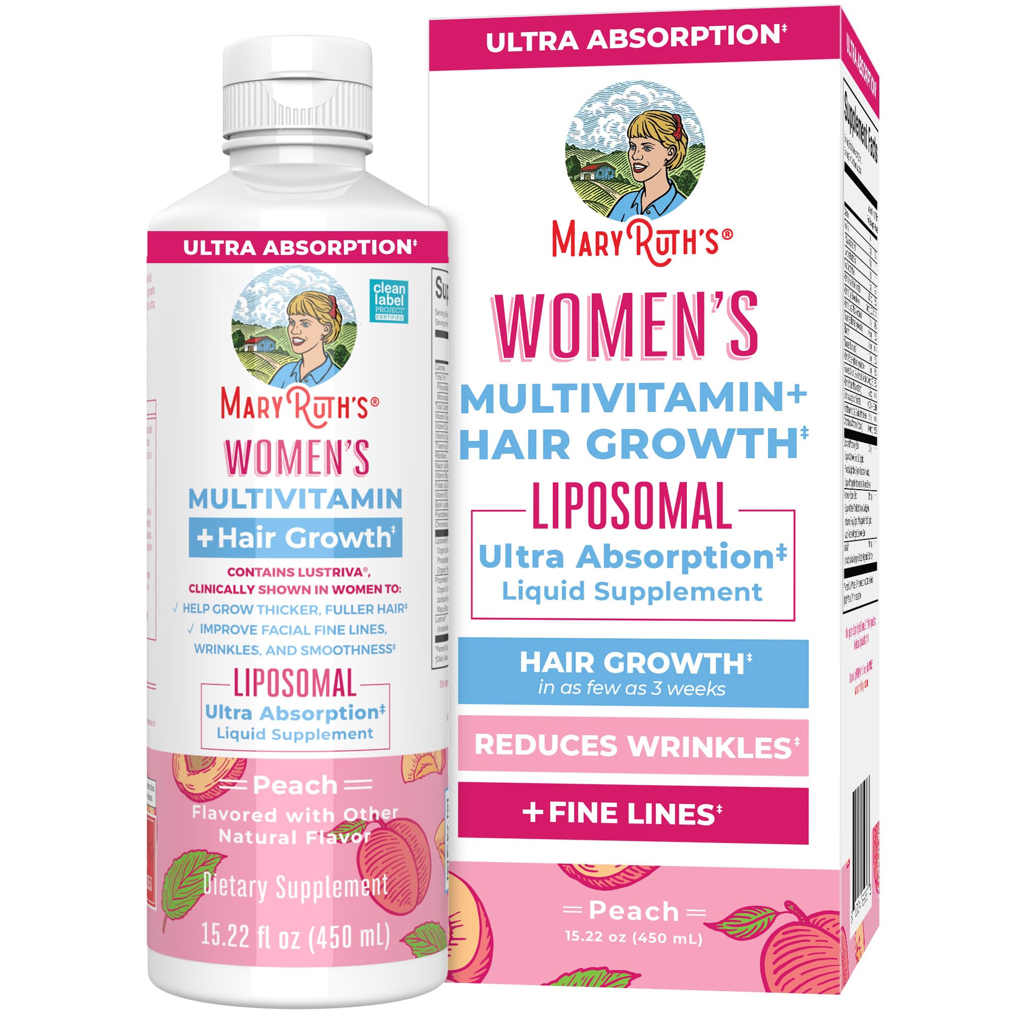 MARYRUTH'S Women's Multivitamin + Hair Growth Liquid Liposomal, 15.22 Fl Oz