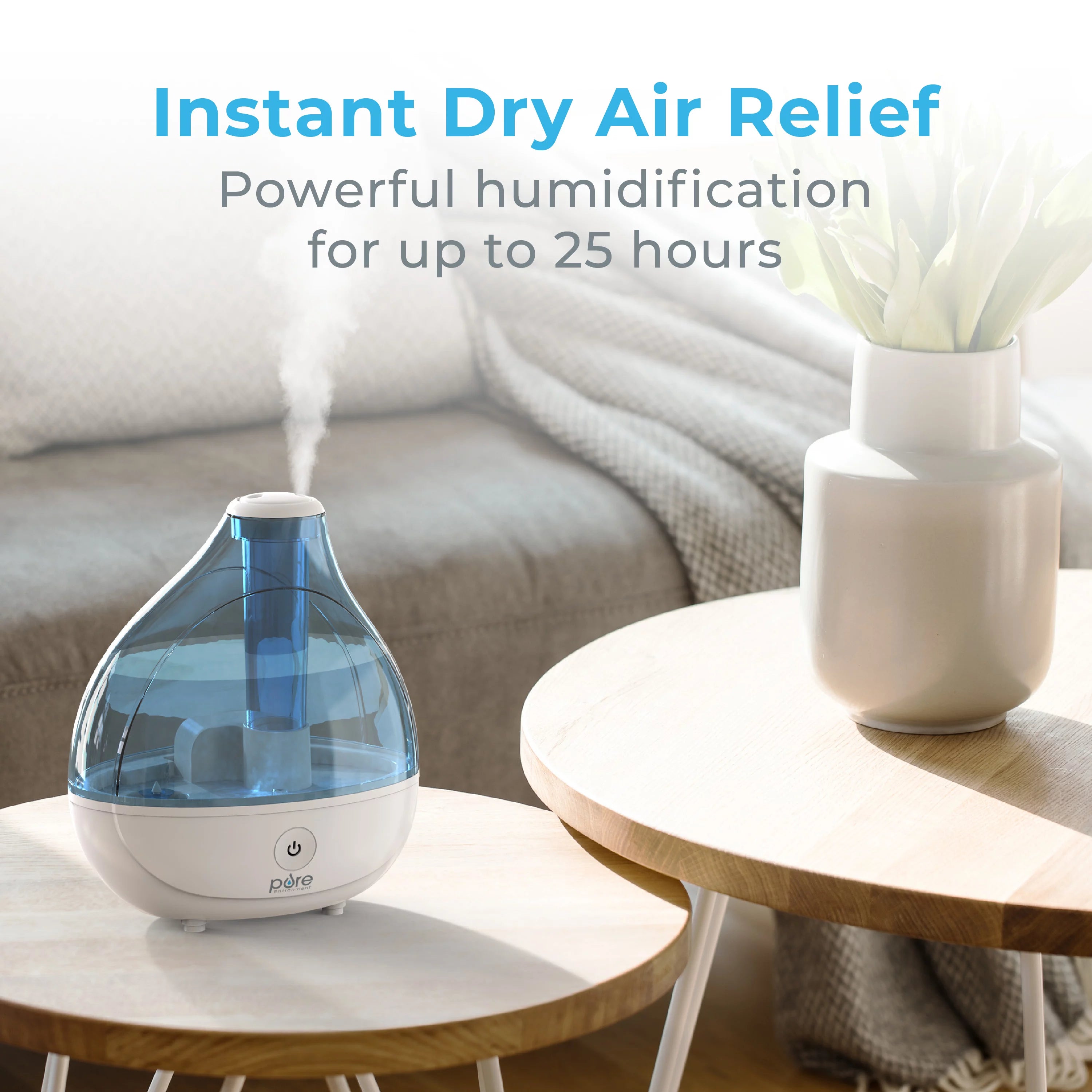 Pure Enrichment MistAire Ultrasonic Cool Mist Humidifier, 360° Rotation Nozzle, Auto Shut-Off T97272