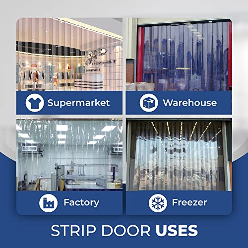 Clear PVC Strip Door Curtain Kit 36x80 in, 8 in Wide Strips I257