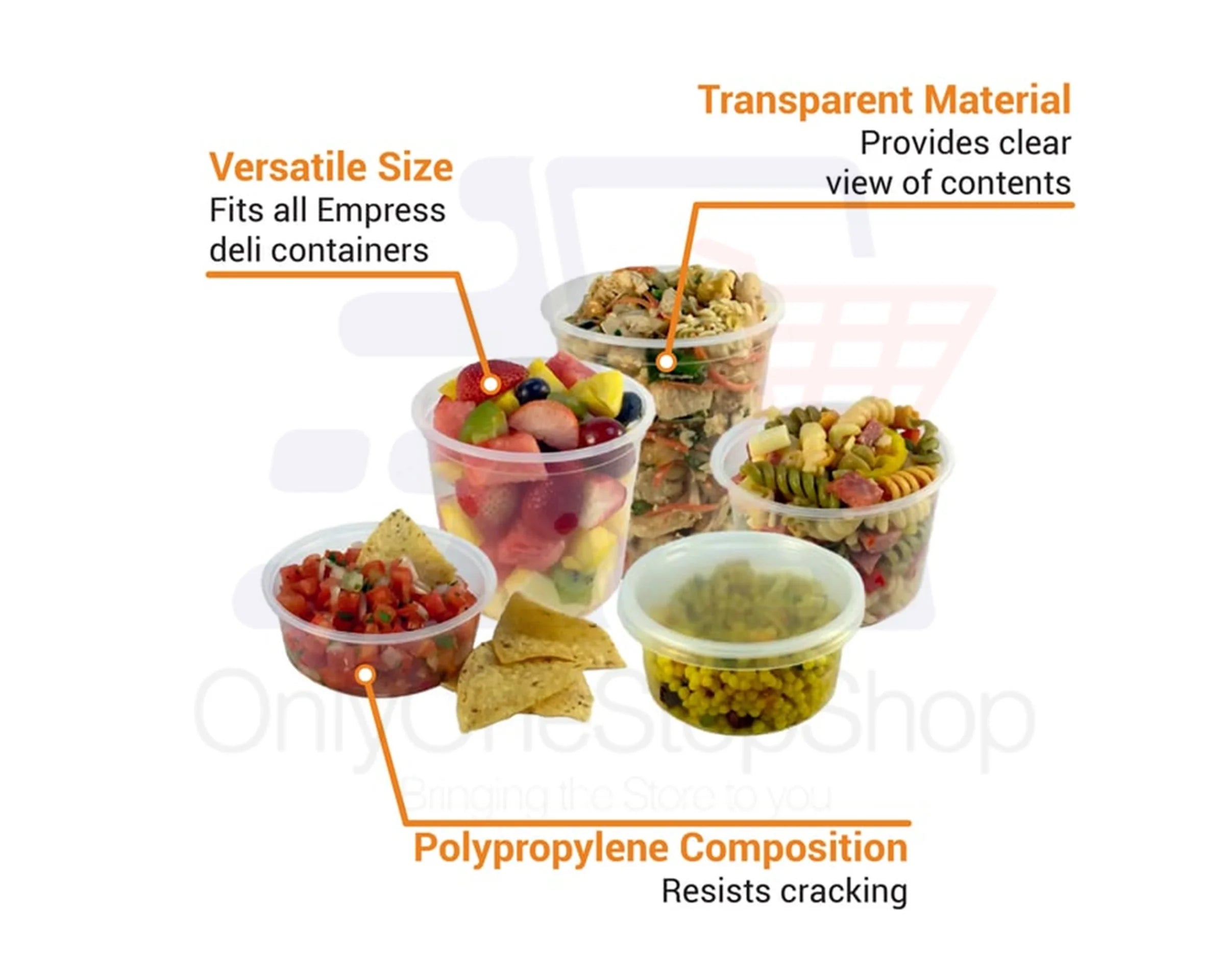 VeZee 64oz Deli Containers with Leak-Proof Lids, Stackable, Microwave-Safe, Set of 50 B3876