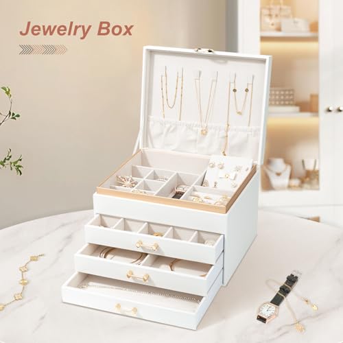 Jewelry Box with 4 Drawers for Women, Black H96916