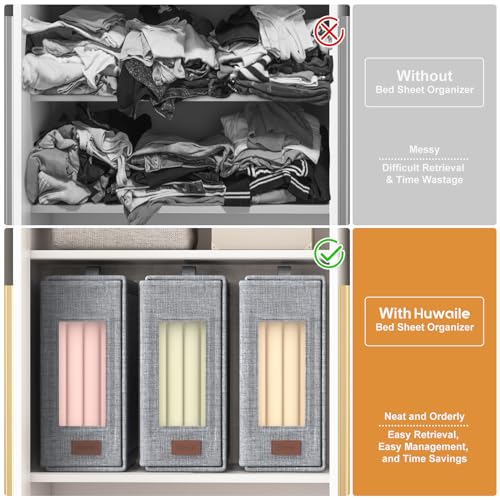 6 Pack Bed Sheet Organizers for All Sheet Sizes, Grey P37121