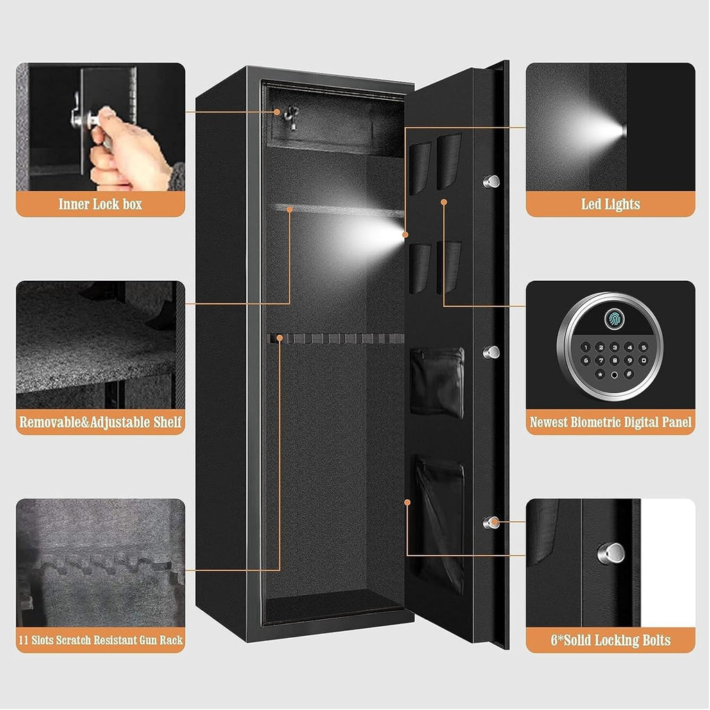 Extra Large Gun Safe for Rifles and Pistols with Removable Rack and LED Light J463