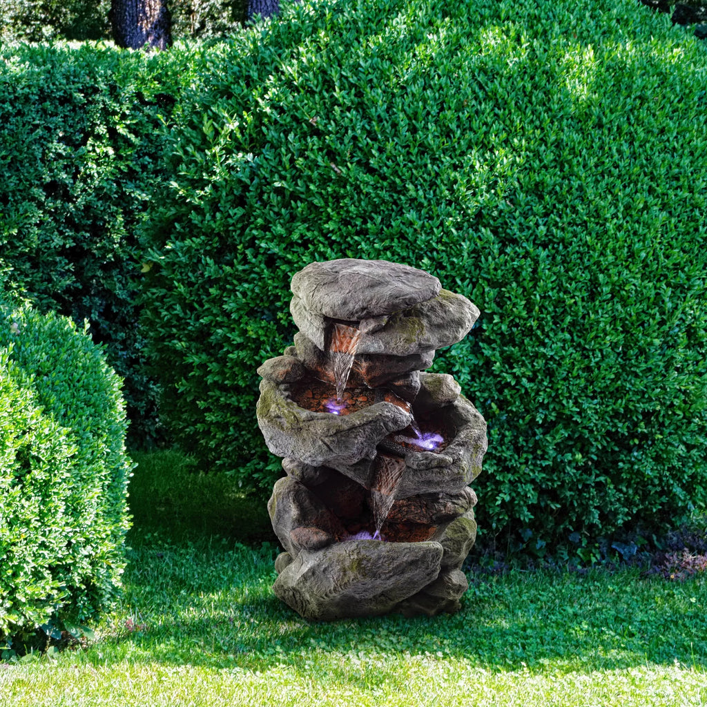 Alpine Corporation 22" Outdoor 3-Tier Rock Tabletop Fountain K42406