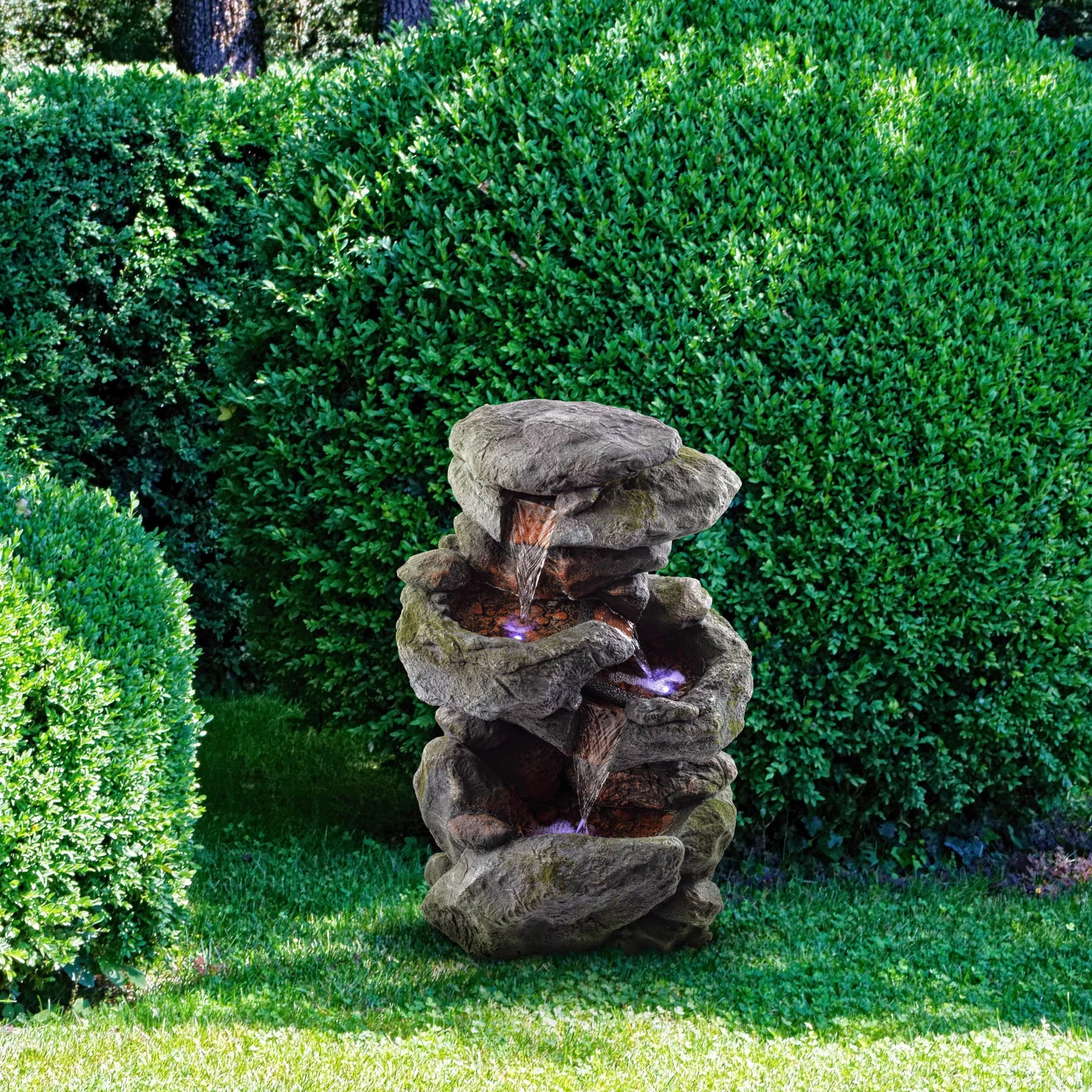 Alpine Corporation 22" Outdoor 3-Tier Rock Tabletop Fountain K42406