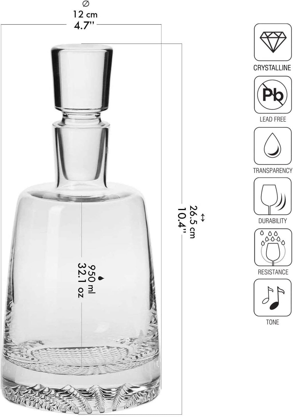 KROSNO Whisky Glass Decanter Set with 6 Glasses, Fjord Collection V8603