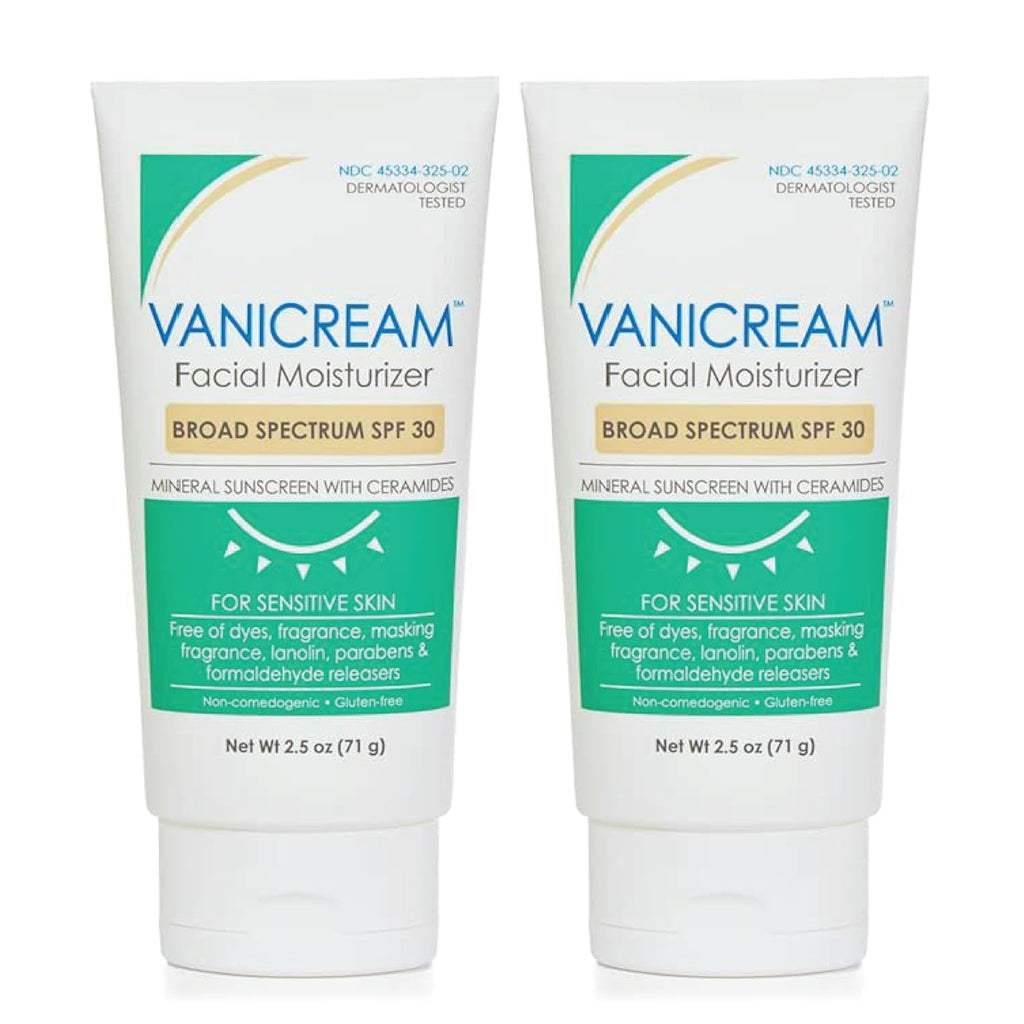 Vanicream Facial Moisturizer with SPF 30 - Designed for Sensitive Skin - 2.5 Fl Oz (Pack of 2) - SAYN BEAUTY Box Set