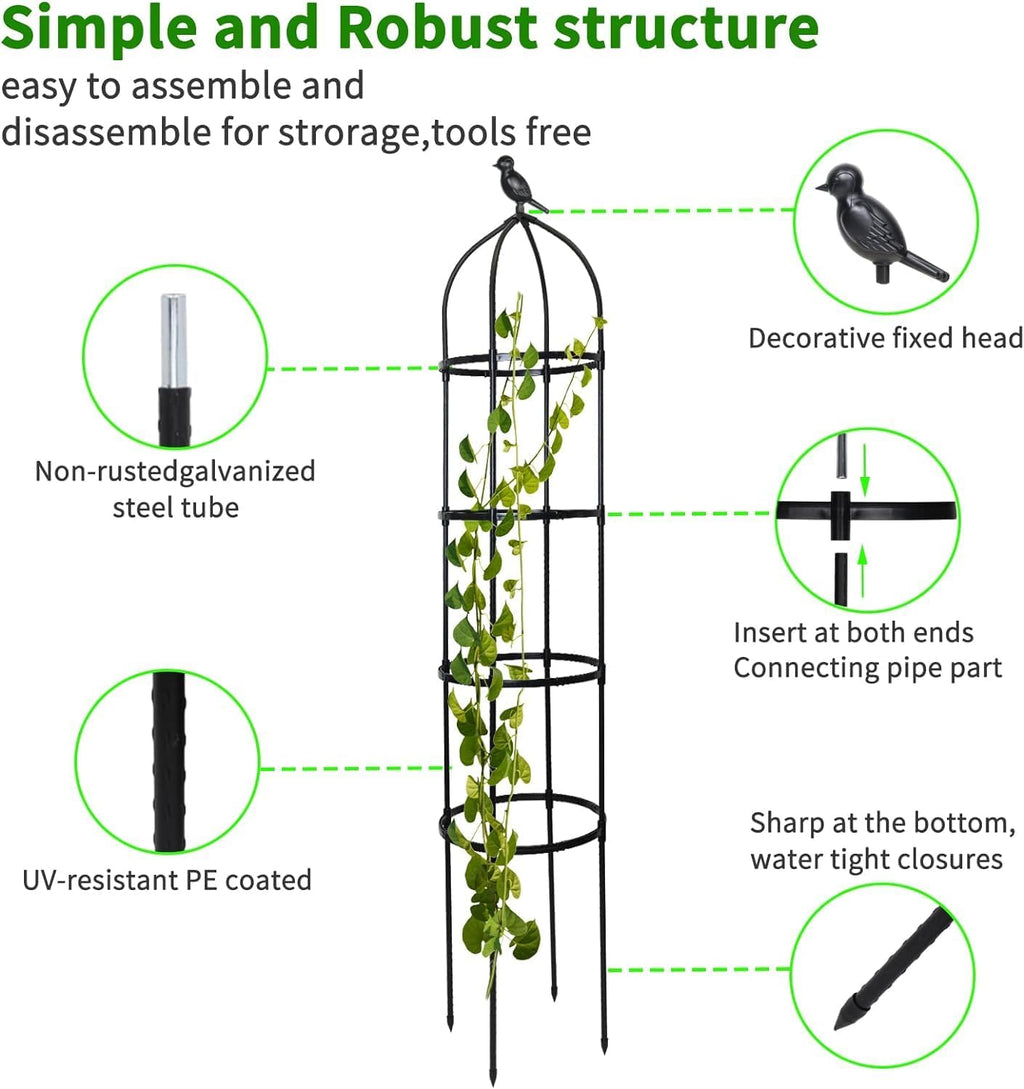Garden Trellis for Climbing Plants Outdoor, 6ft Tall Plant Support J1513