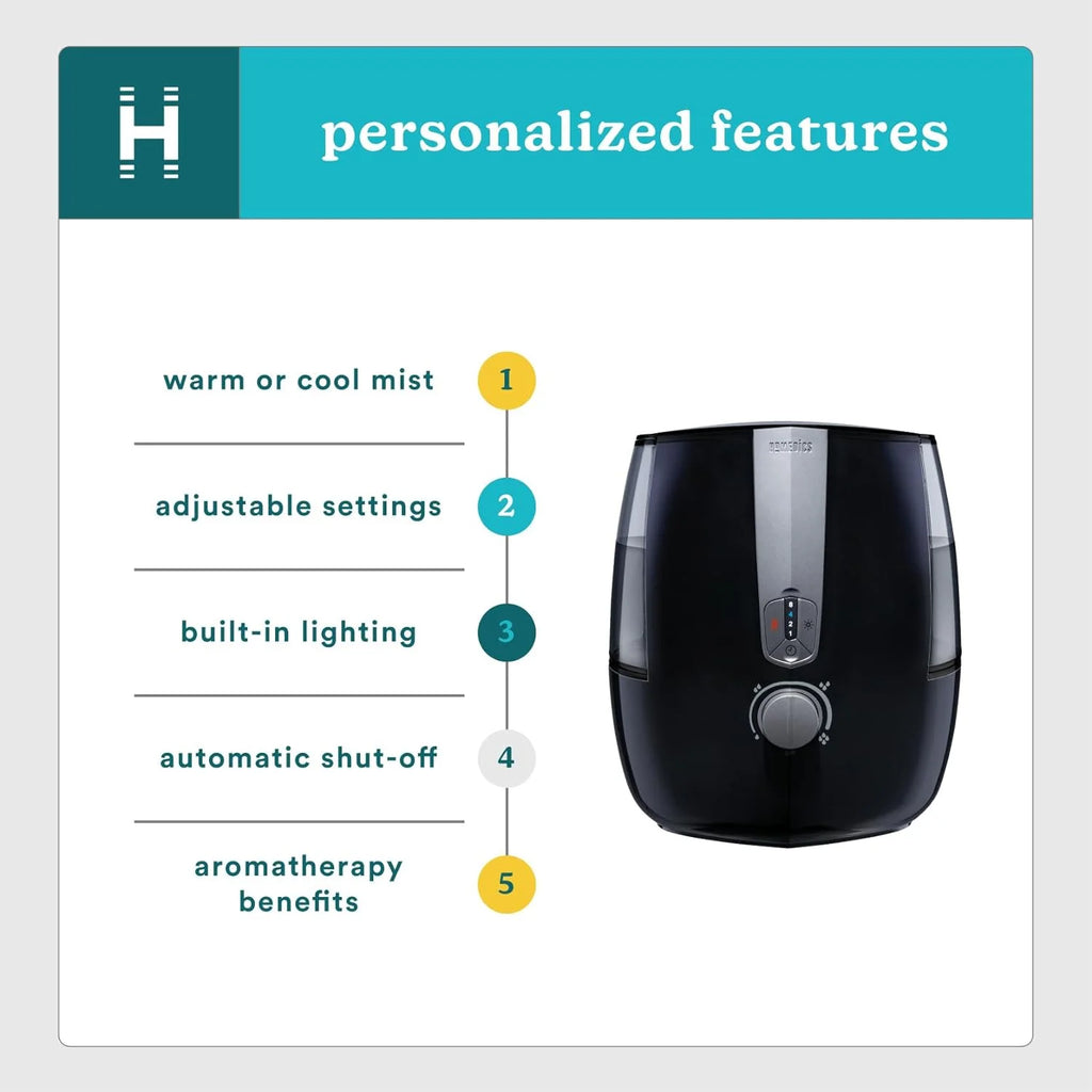 Homedics TotalComfort Plus Ultrasonic Air Humidifier, 5.3L Warm and Cool Mist B549597