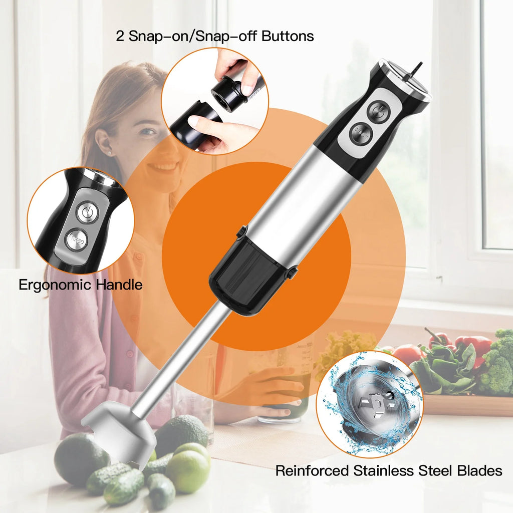 iMounTEK Immersion Hand Blender, 1000W 5-in-1 Stainless Steel, Black B4538